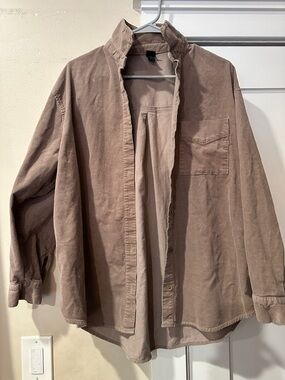 wild fable women’s Lightweight corduroy Button-Front Shirt Jacket - Taupe Brown